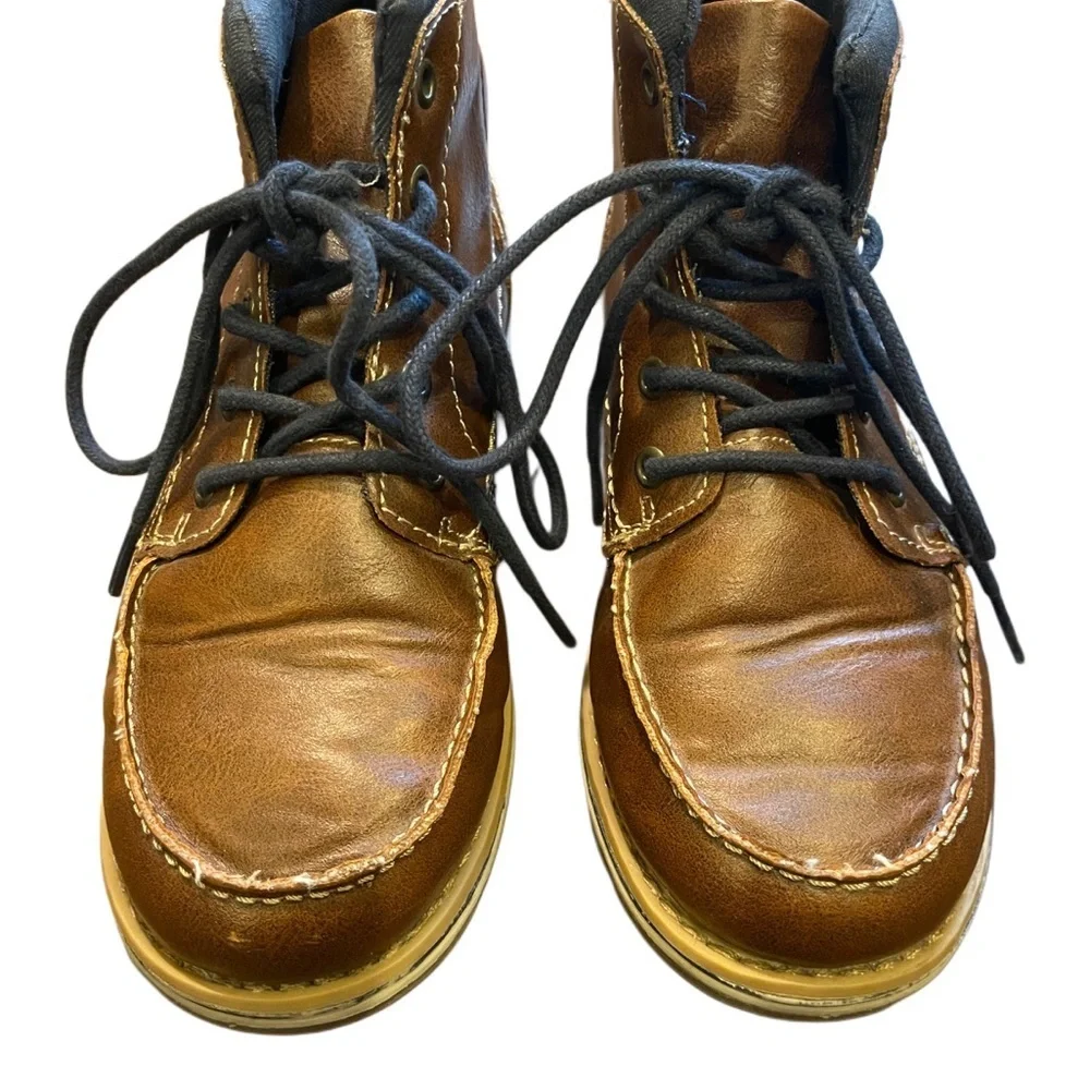 SONOMA Brown Leather Lace-Up Ankle Boots – Size 3 Little Boys